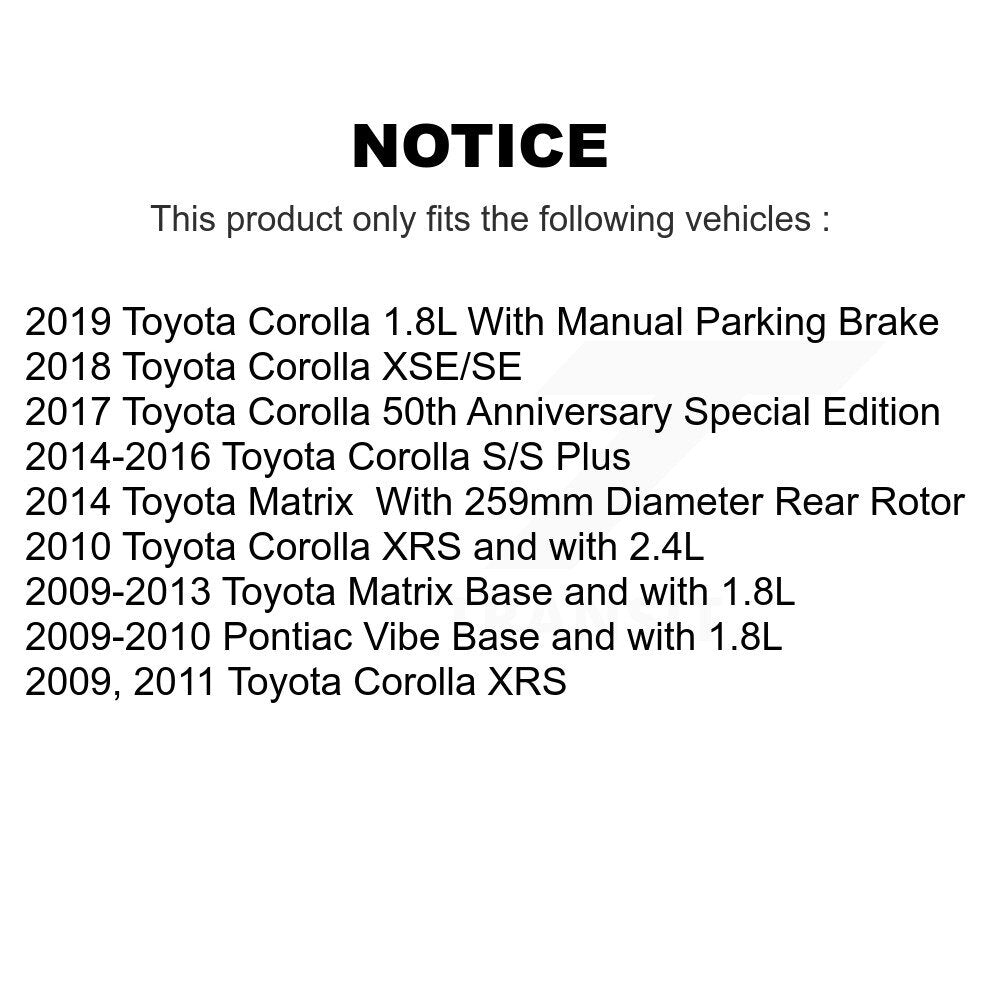 Rear Disc Brake Caliper Rotor And Ceramic Pad Kit For Toyota Corolla Matrix Pontiac Vibe KC8-100200T