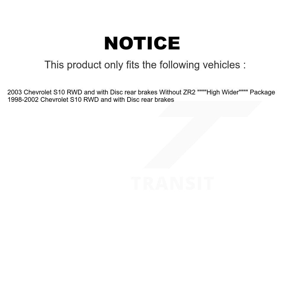 Rear Brake Caliper Rotor And Ceramic Pad Kit For Chevrolet S10 RWD with Disc rear brakes KC8-100274T