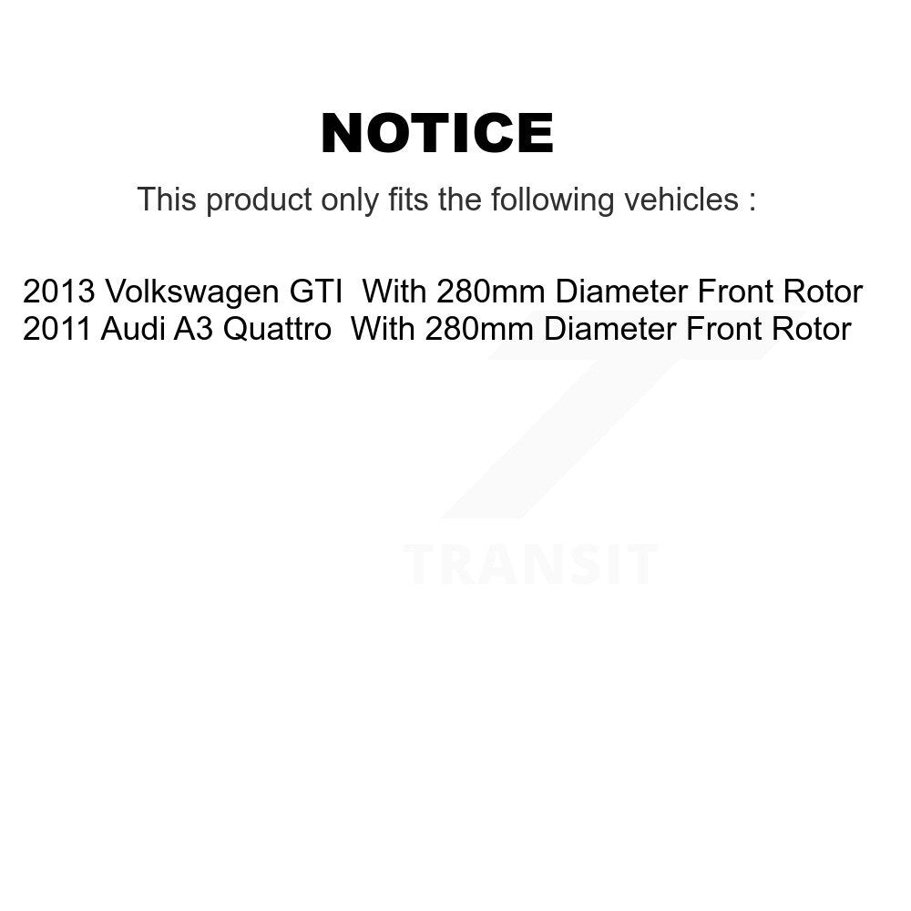 Front Brake Caliper Rotor And Ceramic Pad Kit For Volkswagen GTI Audi A3 Quattro