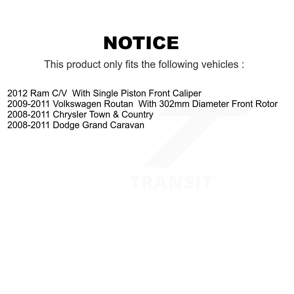Front Brake Caliper Rotor Ceramic Pad Kit For Dodge Grand Caravan Chrysler Town & Routan KC8-100459T