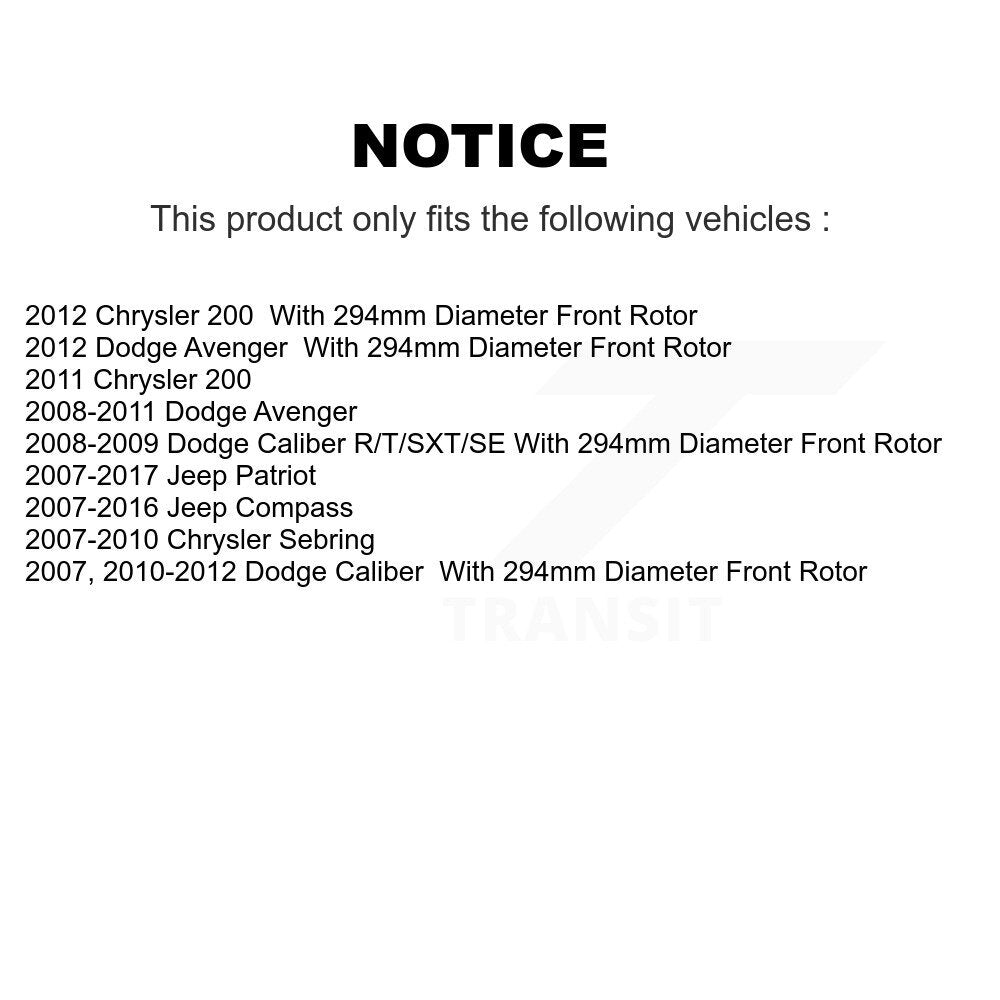 Front Brake Caliper Rotors & Ceramic Pad Kit For Jeep Patriot Dodge Compass Chrysler 200 KC8-100495T