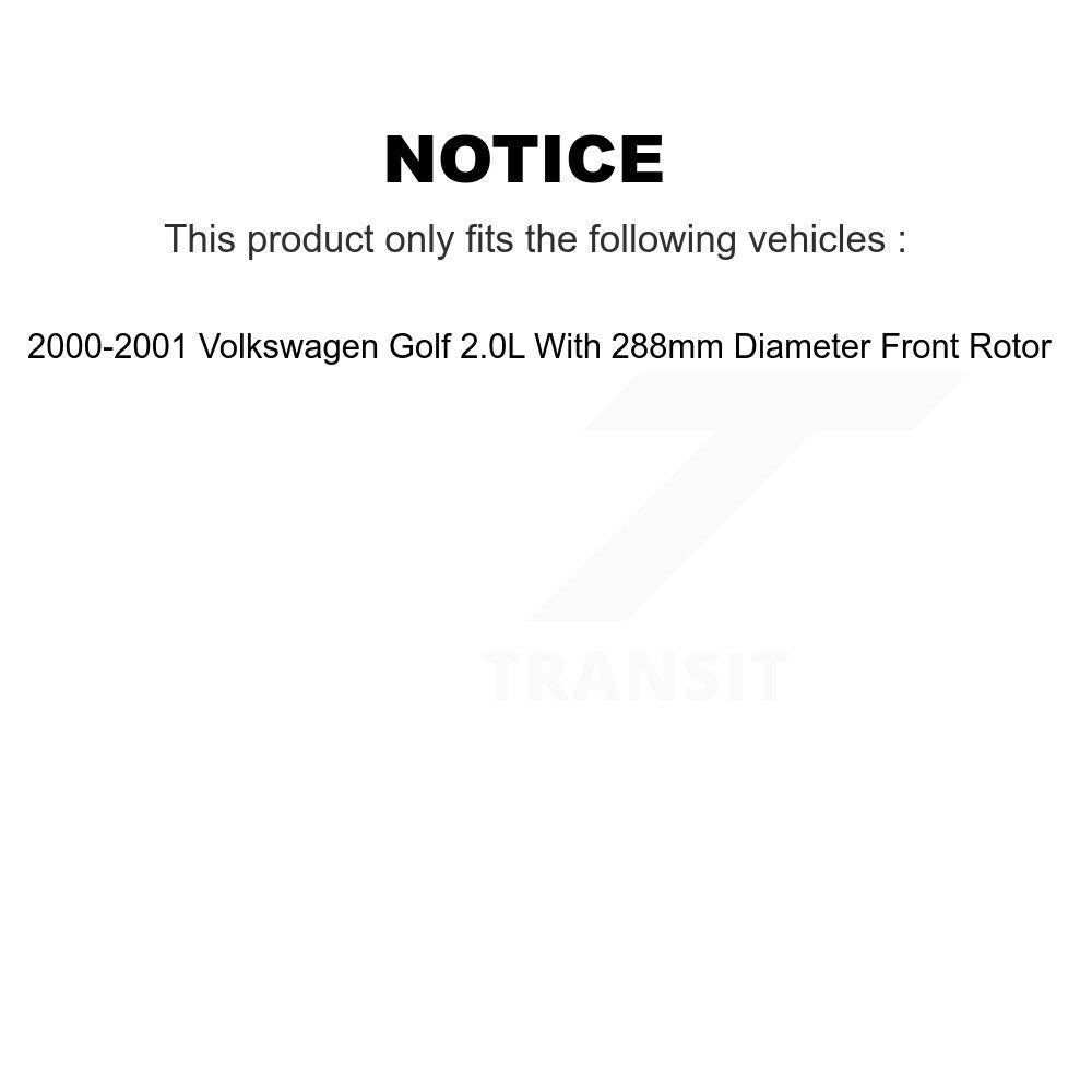 Front Brake Caliper Rotor And Ceramic Pad Kit For 2000-2001 Volkswagen Golf 2.0L