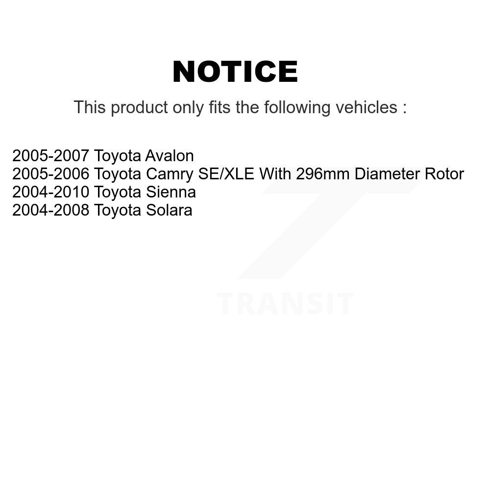 Front Disc Brake Caliper Rotor And Ceramic Pad Kit For Toyota Sienna Camry Solara Avalon KC8-100576T