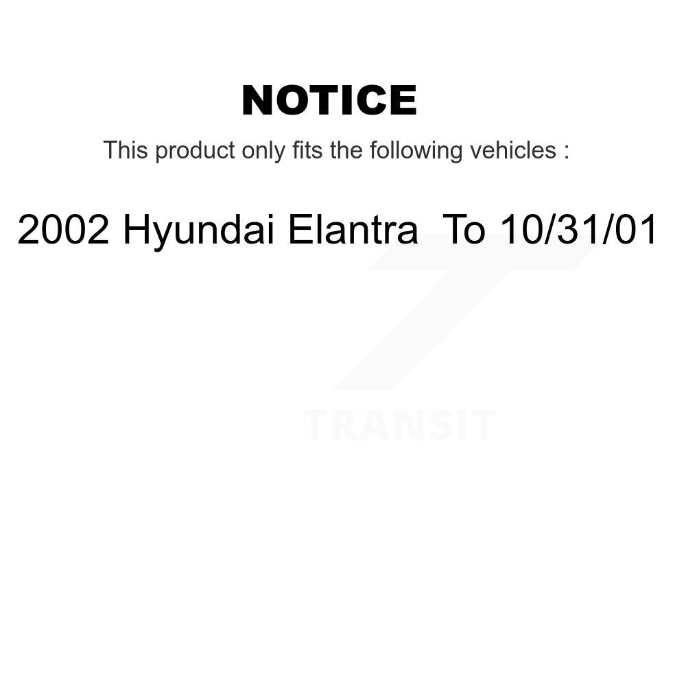 Front Brake Caliper Rotor & Ceramic Pad Kit For 2002 Hyundai Elantra To 10 31 01