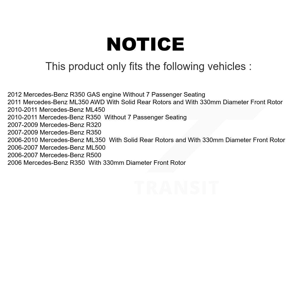 Front Brake Caliper Rotor & Ceramic Pad Kit For Mercedes-Benz ML350 R350 ML500 R320 R500 KC8-100713T