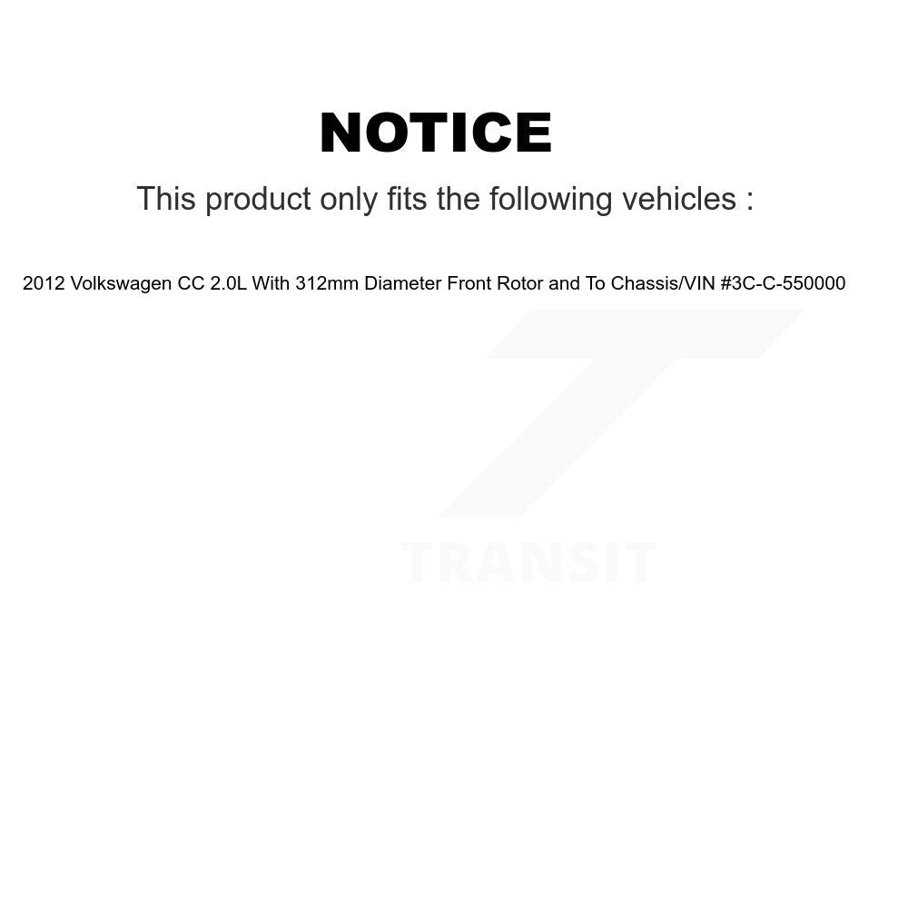 Front Rear Disc Brake Caliper Rotor & Ceramic Pad Kit (10Pc) For 2012 Volkswagen CC 2.0L KC8-101107T