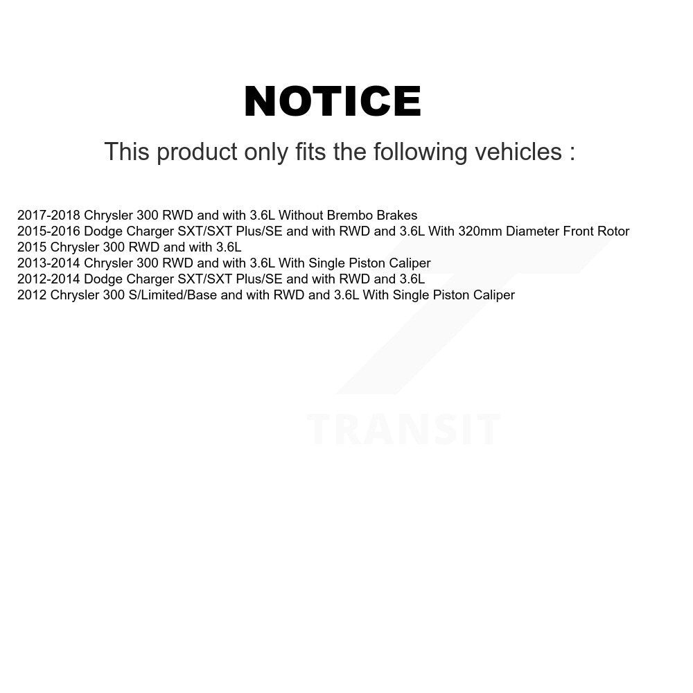 Front Rear Brake Caliper Rotor And Ceramic Pad Kit (10Pc) For Chrysler 300 Dodge Charger KC8-101200T