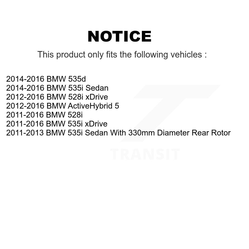 Rotors de manteau d'étrier de frein arrière et Kit de plaquettes en céramique pour BMW 528i 535i xDrive 535d 5 