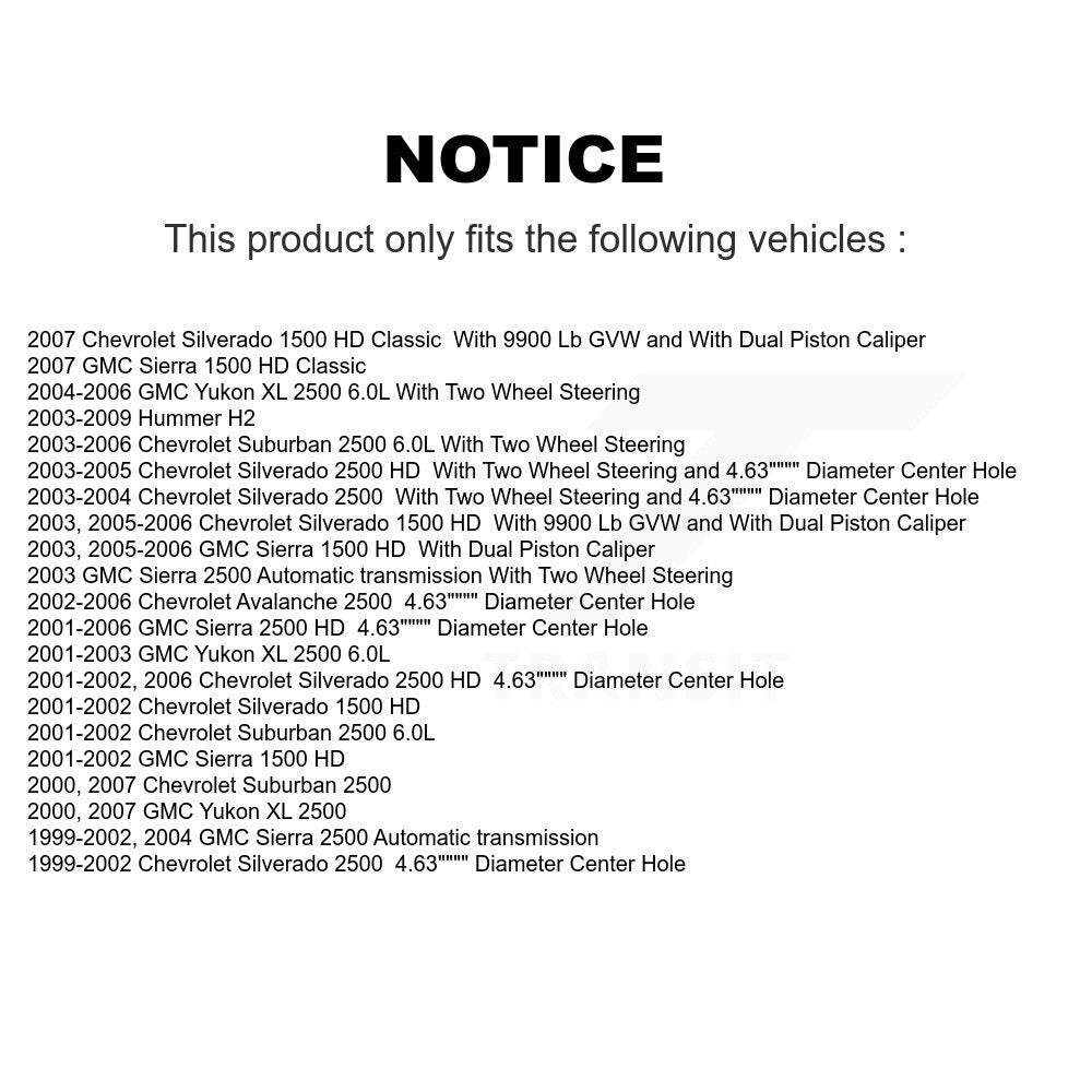 Rear Brake Coated Rotor Ceramic Pad Kit With Calipers For Chevrolet Silverado 2500 HD H2