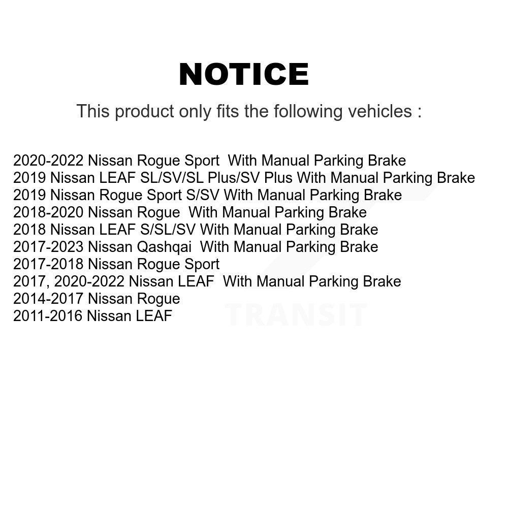 Rear Disc Brake Coated Rotor & Ceramic Pad Kit With Calipers For Nissan Rogue Sport LEAF