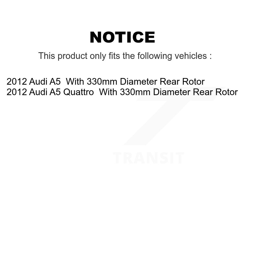 Rear Disc Brake Coated Rotors And Ceramic Pad Kit With Calipers For 2012 Audi A5 Quattro