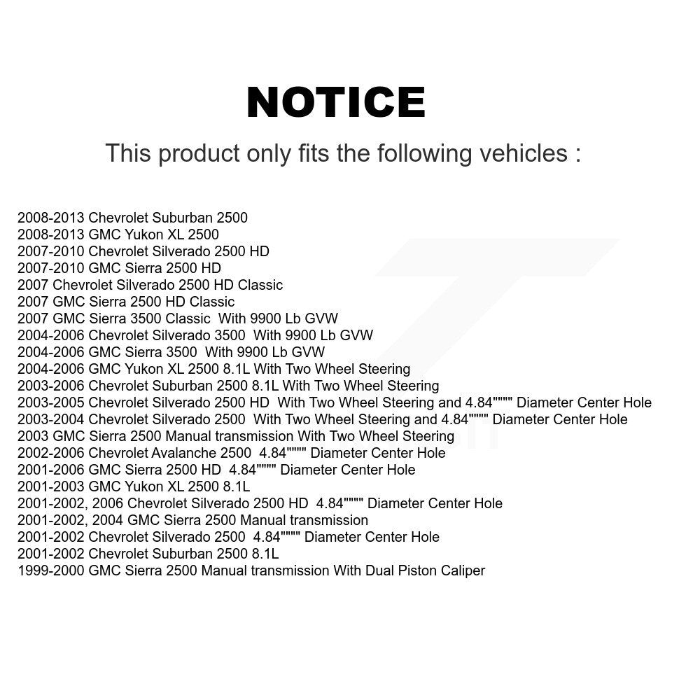 Front Rear Brake Caliper Coat Rotor Ceramic Pad Kit (10Pc) For Chevrolet 2500 HD
