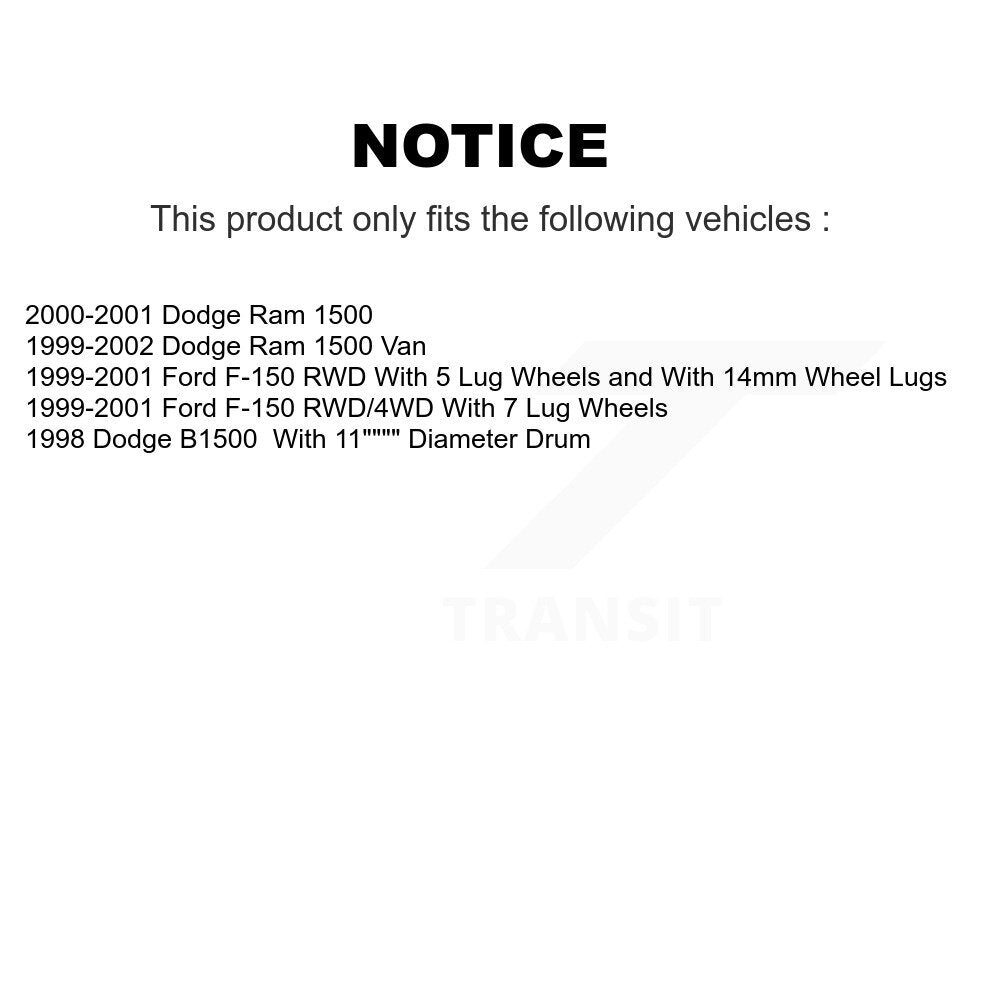 Front Rear Ceramic Brake Pads & Drum Shoes Kit For Ford F-150 Dodge Ram 1500 Van
