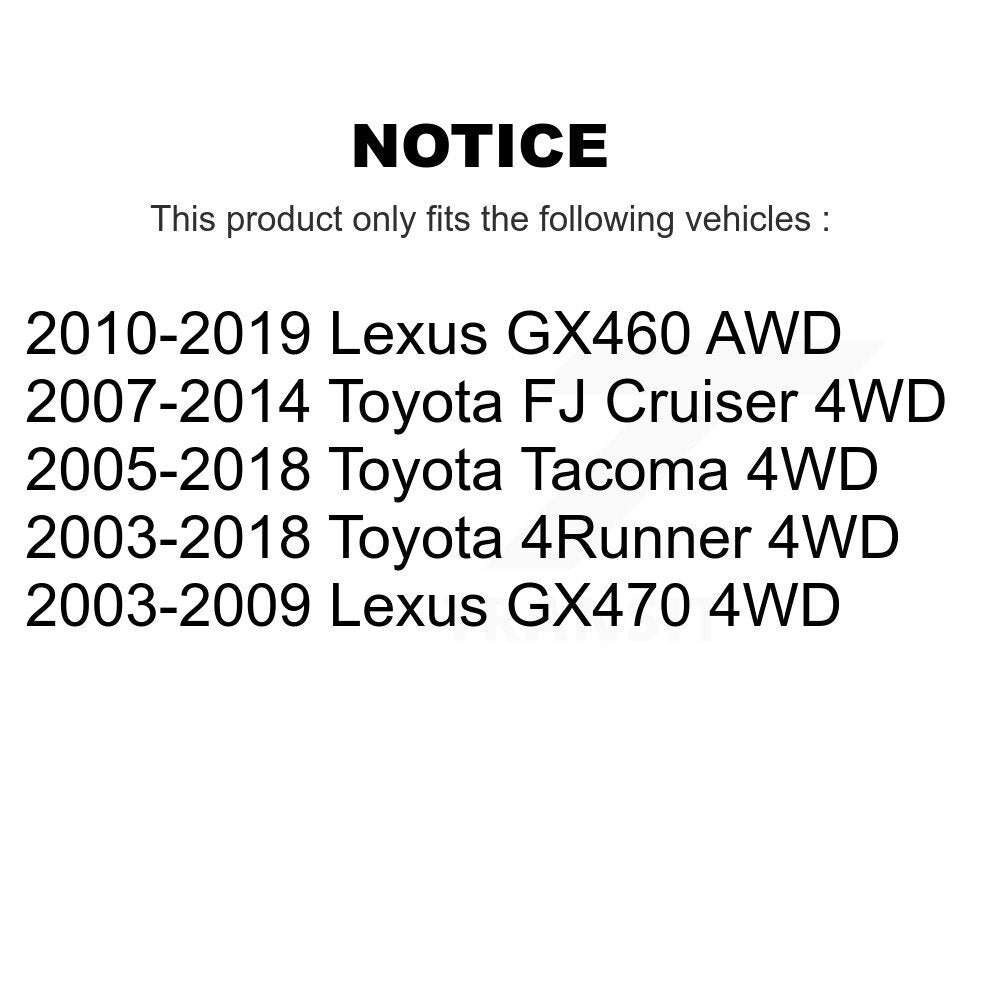 Front CV Axle Shaft Kit For Toyota Tacoma 4Runner FJ Cruiser Lexus GX460 GX470