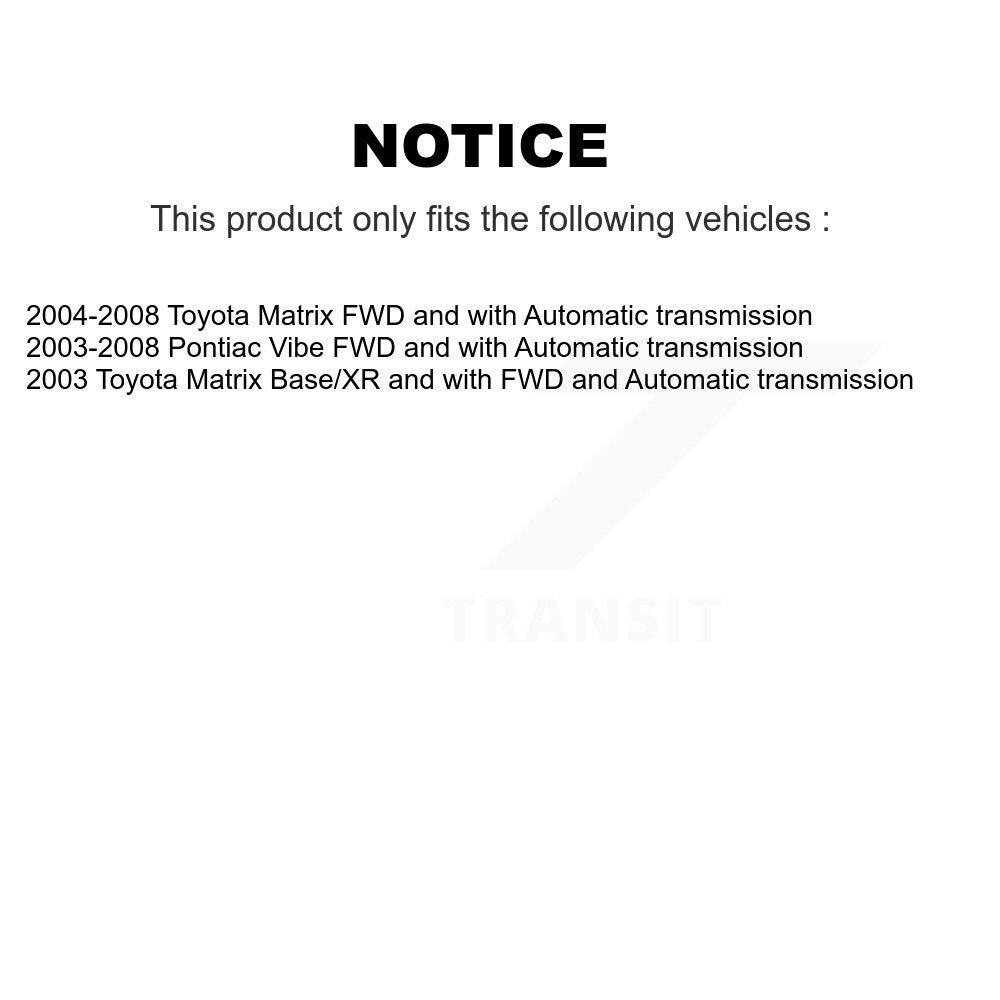 Front CV Axle Drive Shaft Complete Assembly Kit For Toyota Matrix Pontiac Vibe