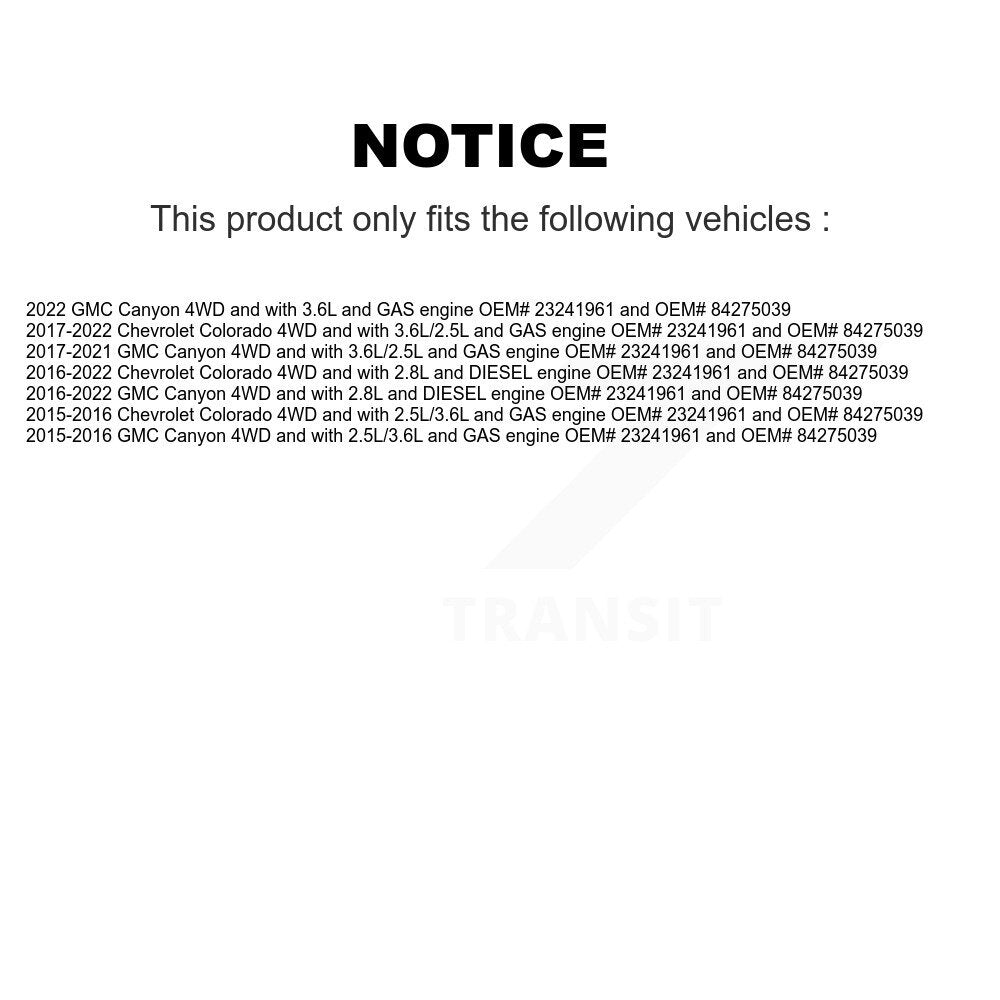 Front CV Axle Drive Shaft Complete Assembly Kit For Chevrolet Colorado GMC Canyon KCV-100346