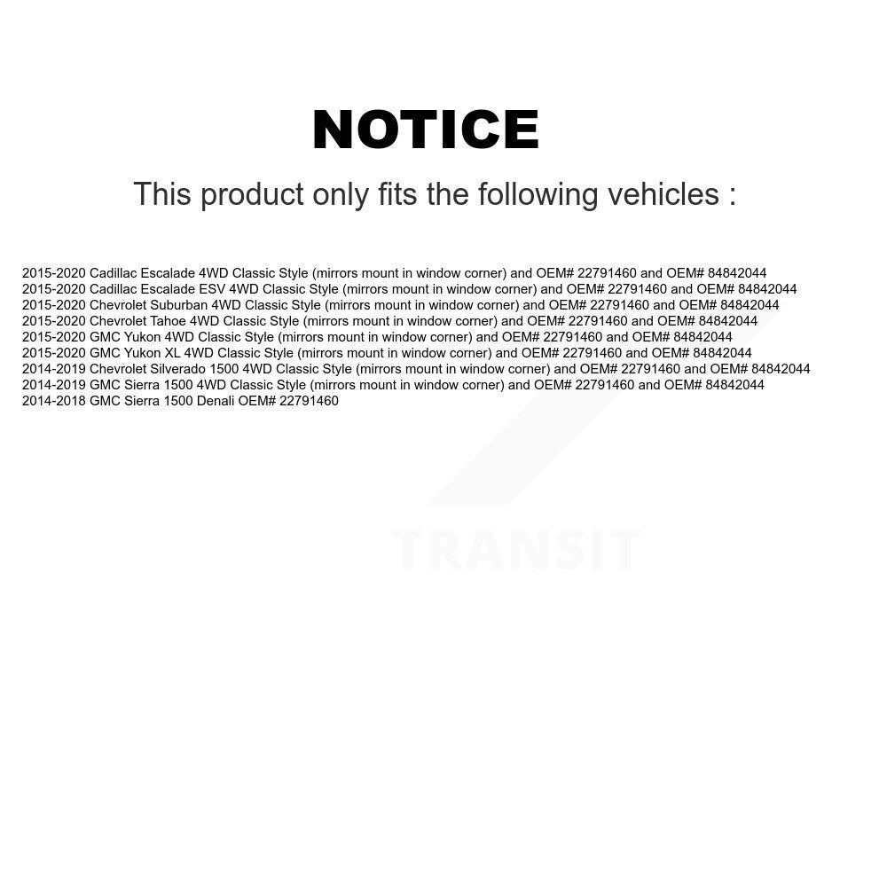 Front CV Axle Shaft Kit For GMC Chevrolet Sierra 1500 Silverado Tahoe Yukon Cadillac XL KCV-100359