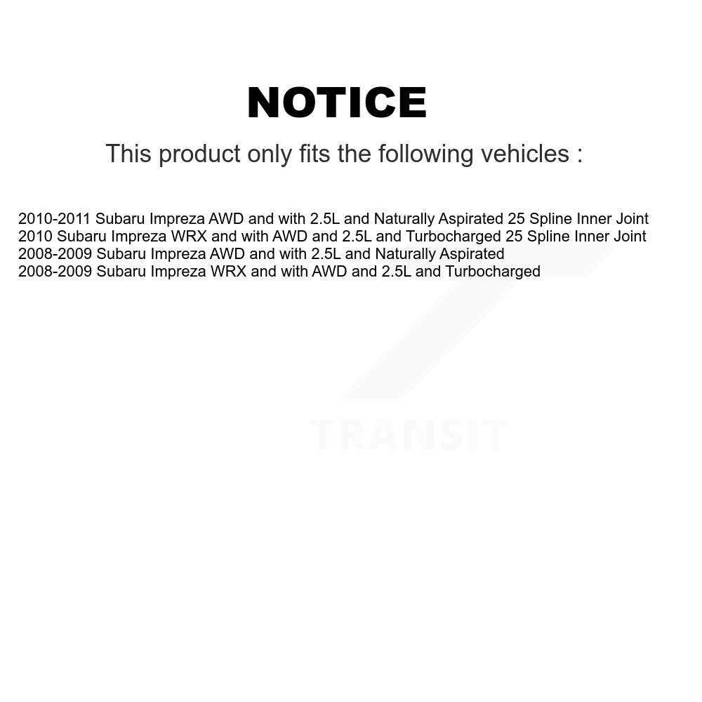 Front Rear CV Axle Drive Shaft Complete Assembly Kit For Subaru Impreza KCV-100428