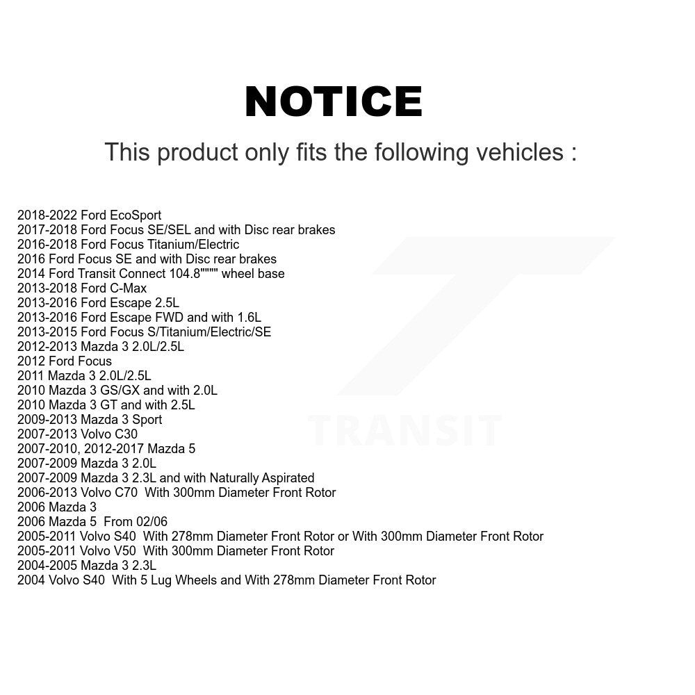 Front Rear Ceramic Brake Pad Kit For Ford Focus Escape Mazda 3 Volvo 5 C-Max S40