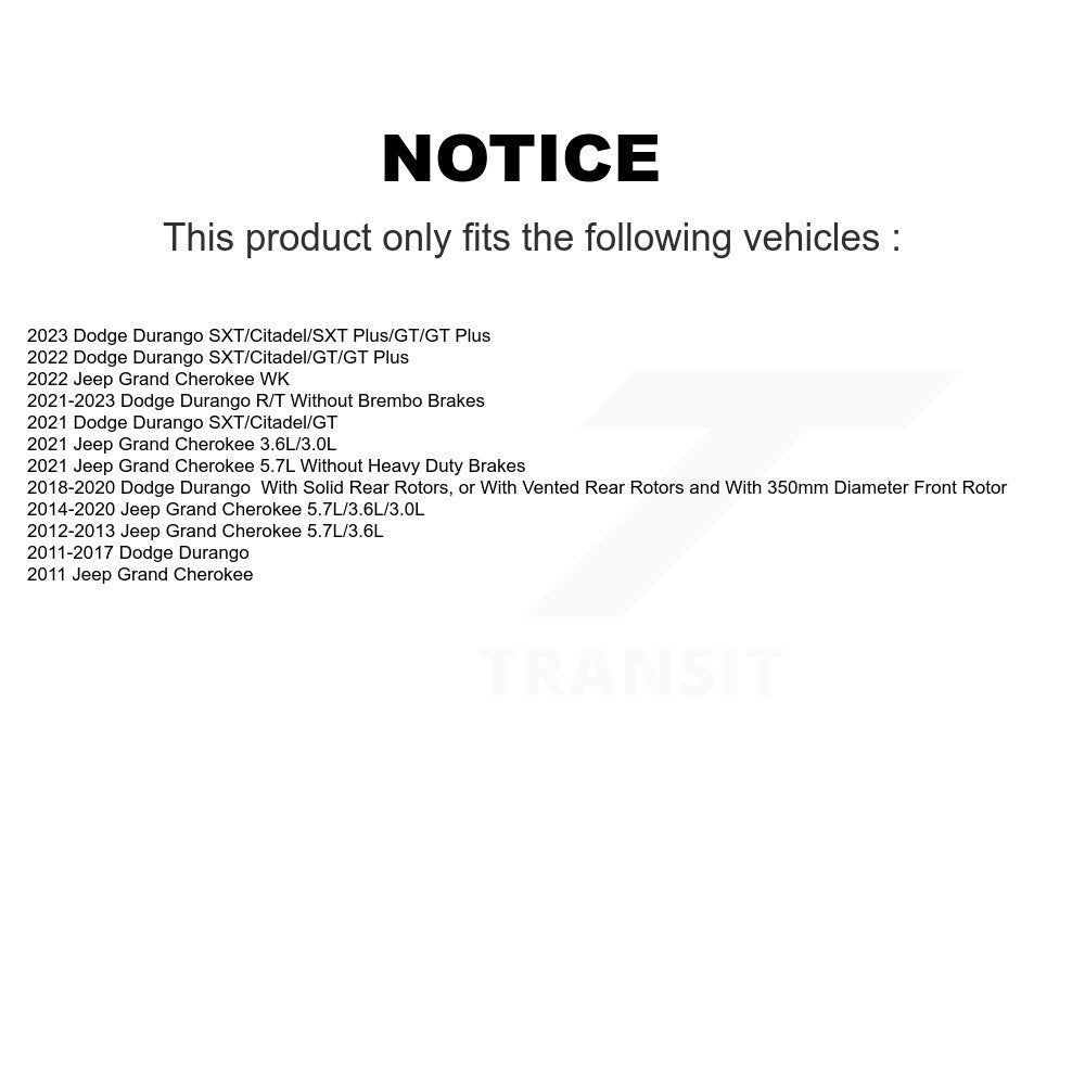 Front Rear Ceramic Brake Pads Kit For Jeep Grand Cherokee Dodge Durango WK