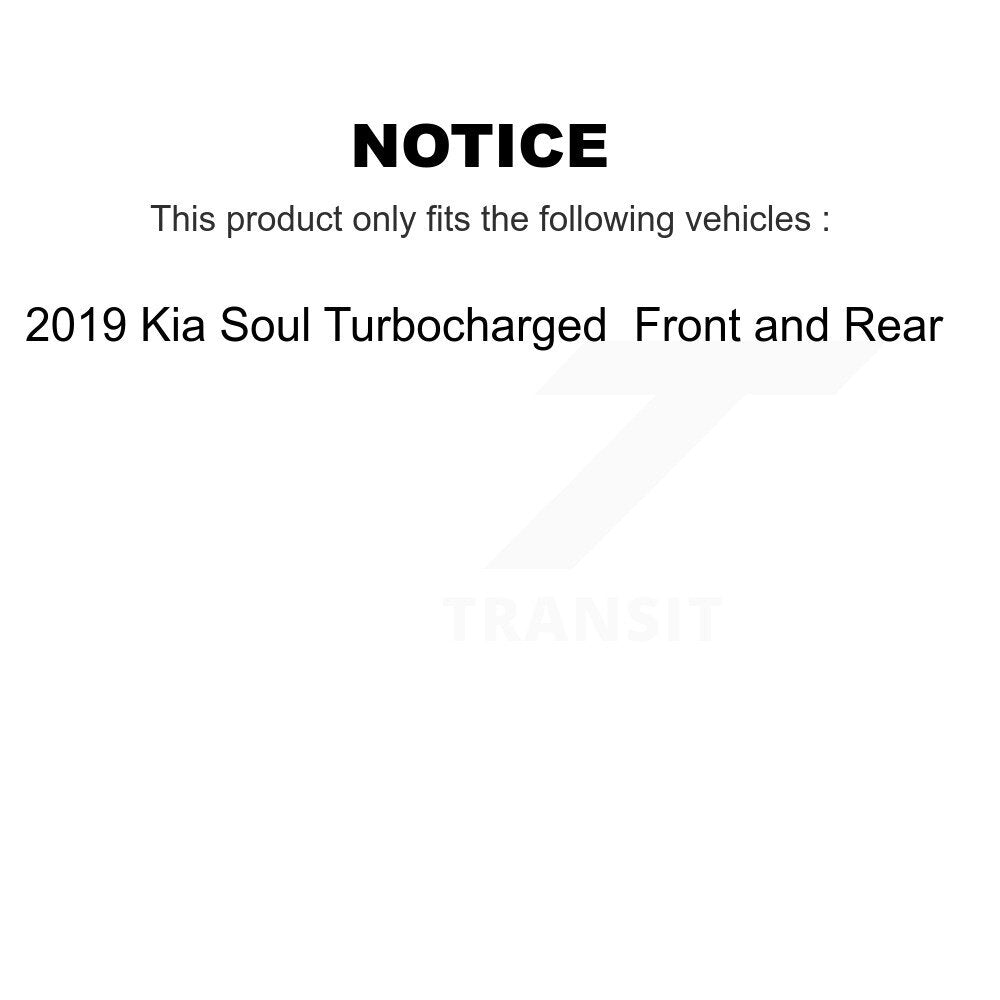 Front Rear Drill Slot Brake Rotor Ceramic Pad Kit For 2019 Kia Soul Turbocharged