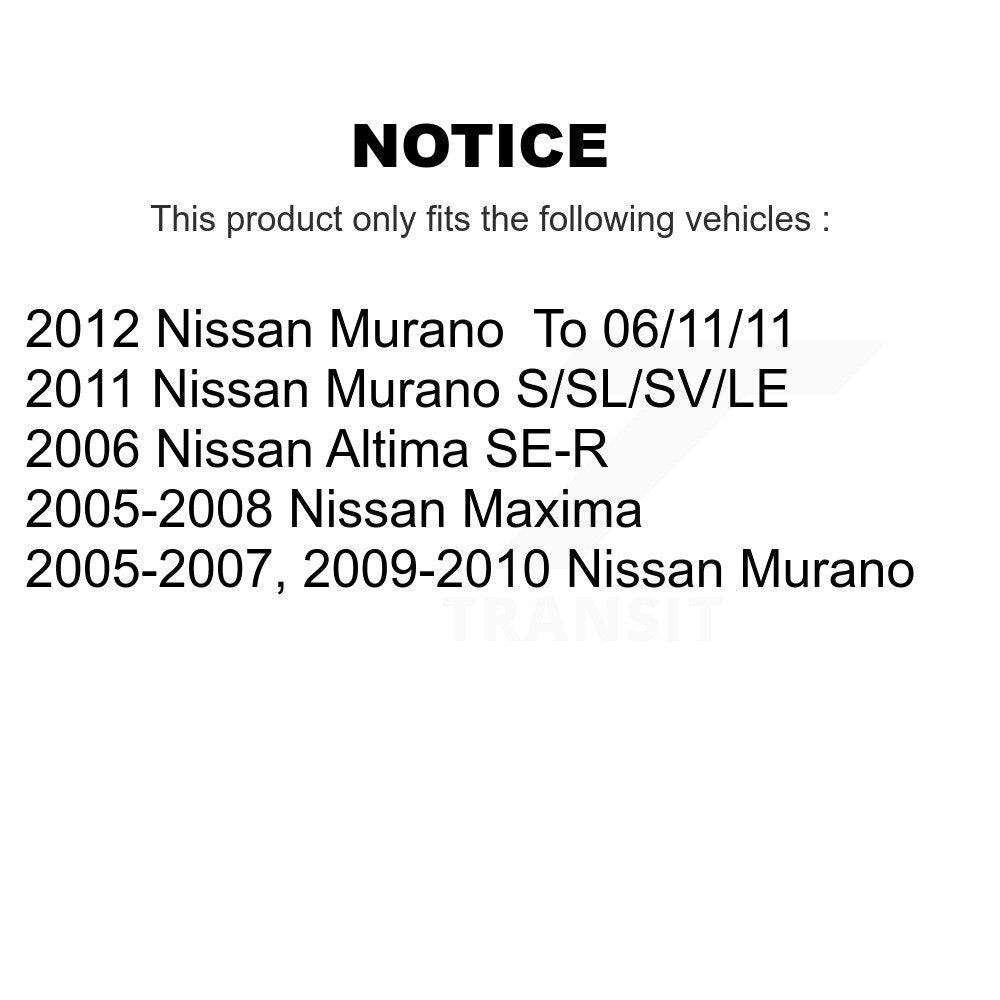 Rotor de frein à fente percée avant et Kit de plaquettes en céramique pour Nissan Murano Altima Maxima 