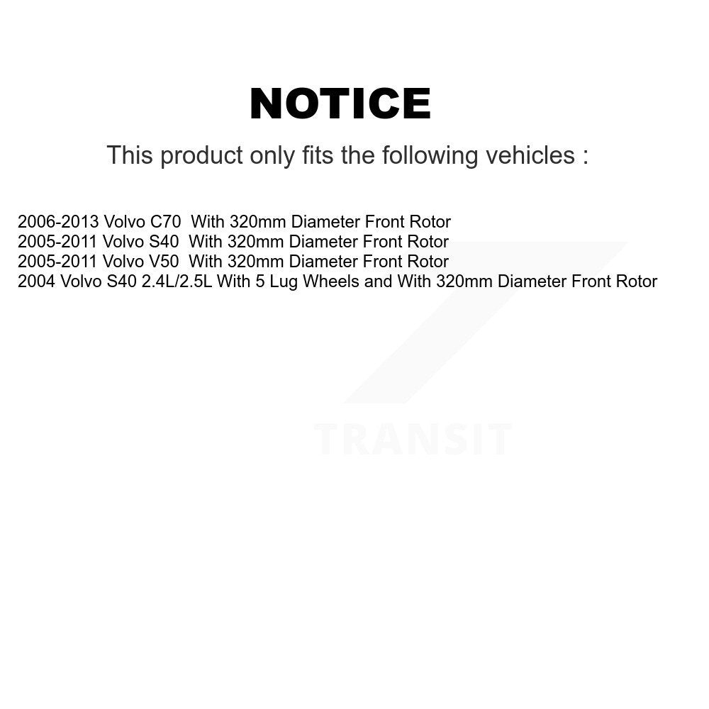 Front Coated Drilled Slot Disc Brake Rotor Ceramic Pad Kit For Volvo S40 C70 V50