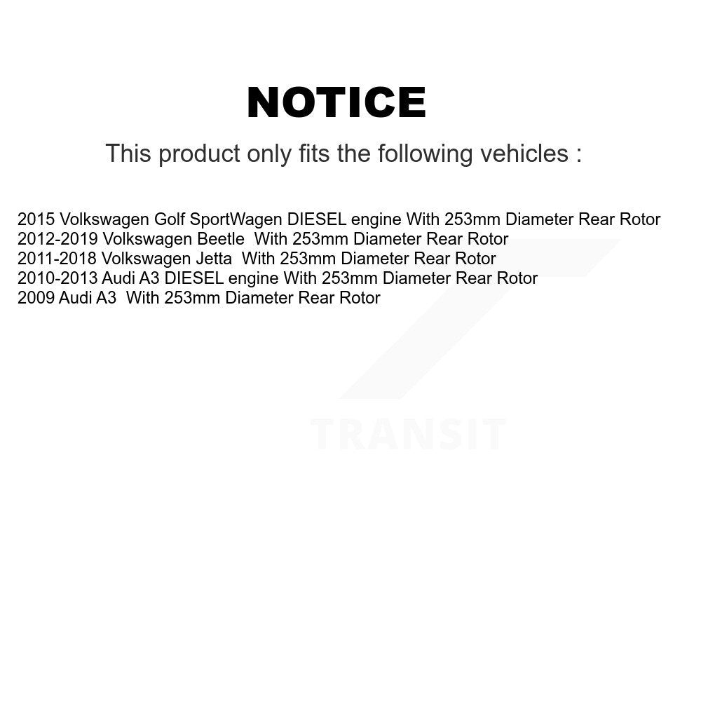 Rear Drilled Slot Brake Rotor & Ceramic Pad Kit For Volkswagen Jetta Beetle Golf