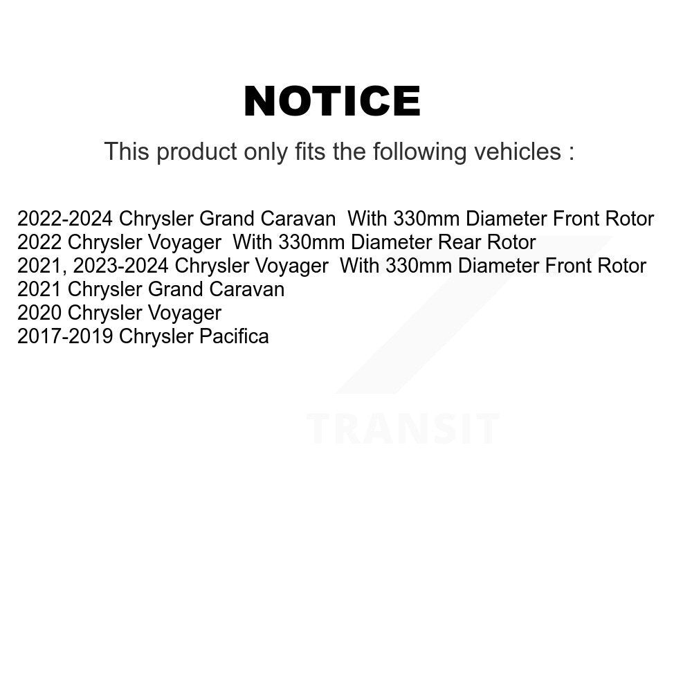 Front Rear Drilled Slot Brake Rotor & Ceramic Pad Kit For Chrysler Pacifica Grand Caravan KDT-101837