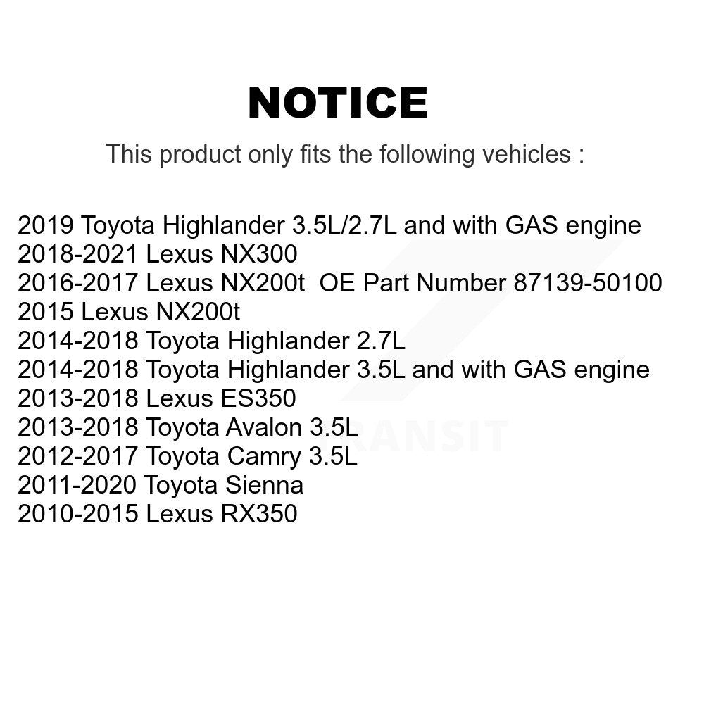 Air Cabin Engine Cartridge Oil Filters (3 Total) Kit For Toyota Sienna Lexus