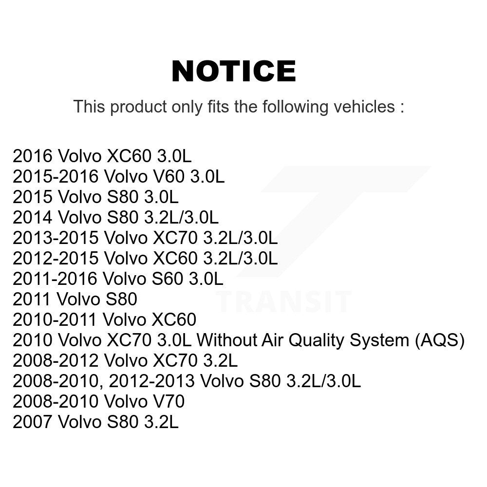 Air Cabin Engine Cartridge Oil Filters (3 Total) Kit For Volvo XC60 XC70 S60 S80