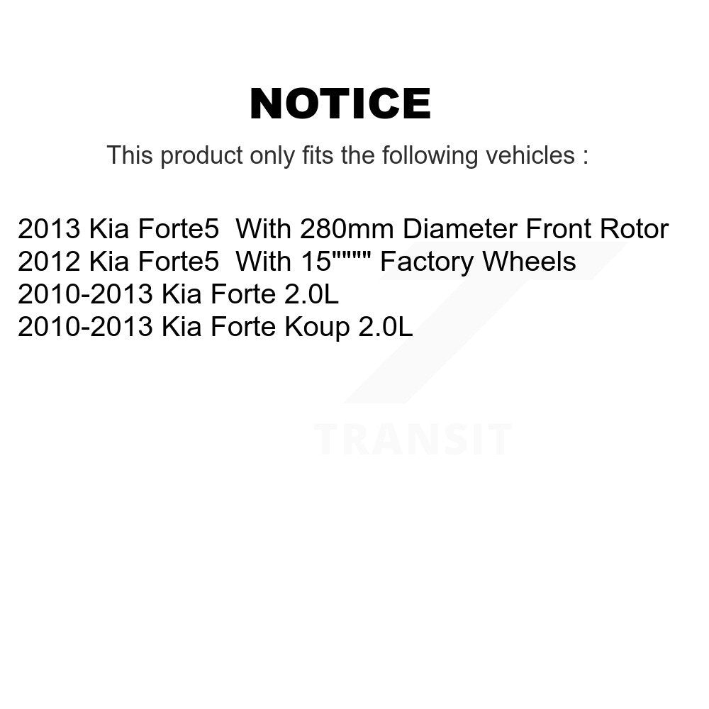Front Coated Disc Brake Rotors And Ceramic Pads Kit For Kia Forte Koup Forte5