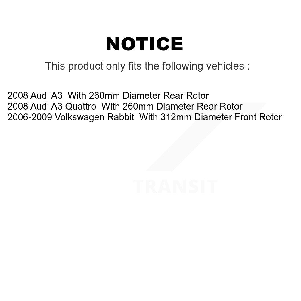 [Front+Rear] 2008 Audi A3 Quattro Premium Coated Rotors & Ceramic Pads Brake Kit For Max Braking