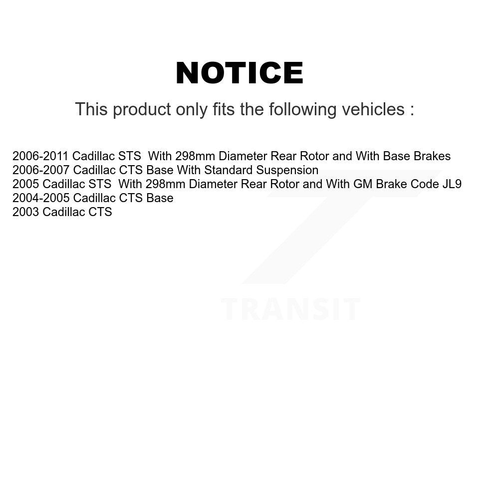 Rear Coated Disc Brake Rotors And Ceramic Pads Kit For Cadillac CTS STS