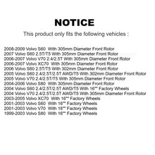 Charger l'image dans la galerie, Front Coated Disc Brake Rotors And Ceramic Pads Kit For Volvo S60 V70 XC70 S80