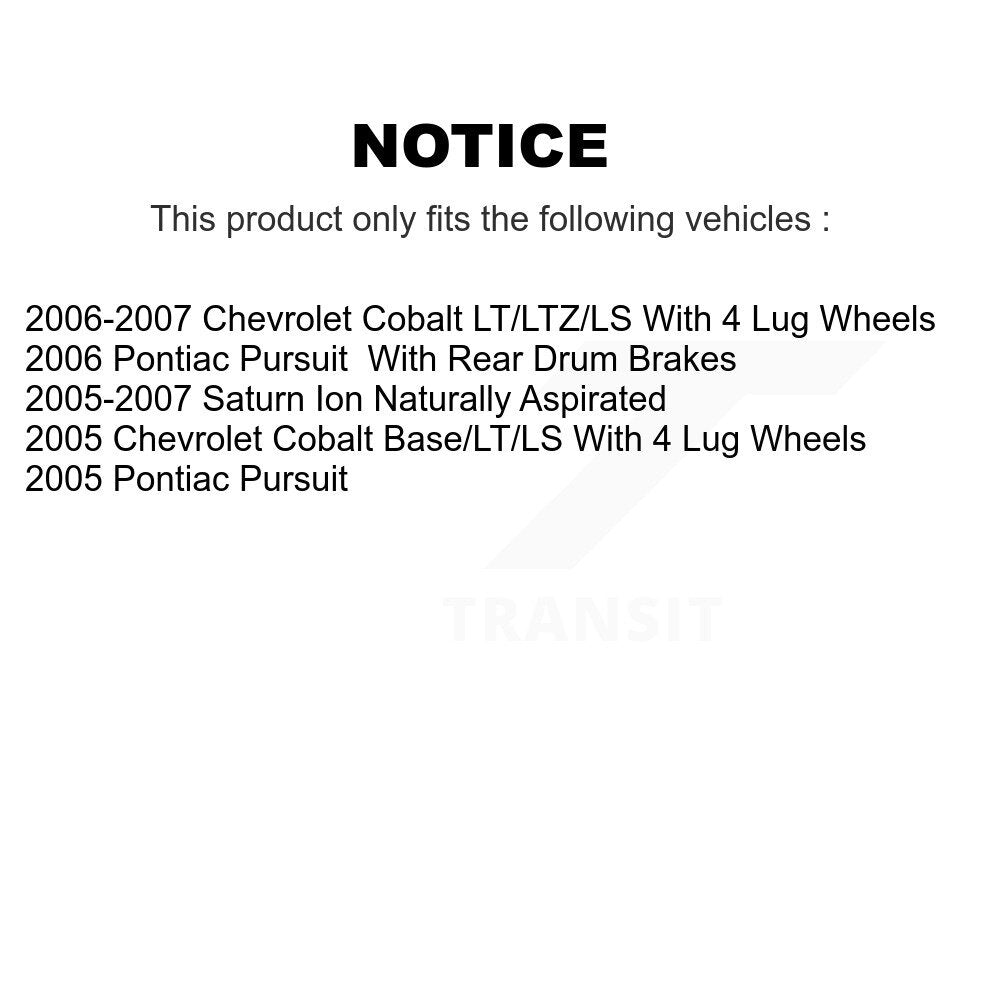 Front Rear Coat Brake Rotors Ceramic Pad Drum Kit (9Pc) For Chevrolet Cobalt Ion