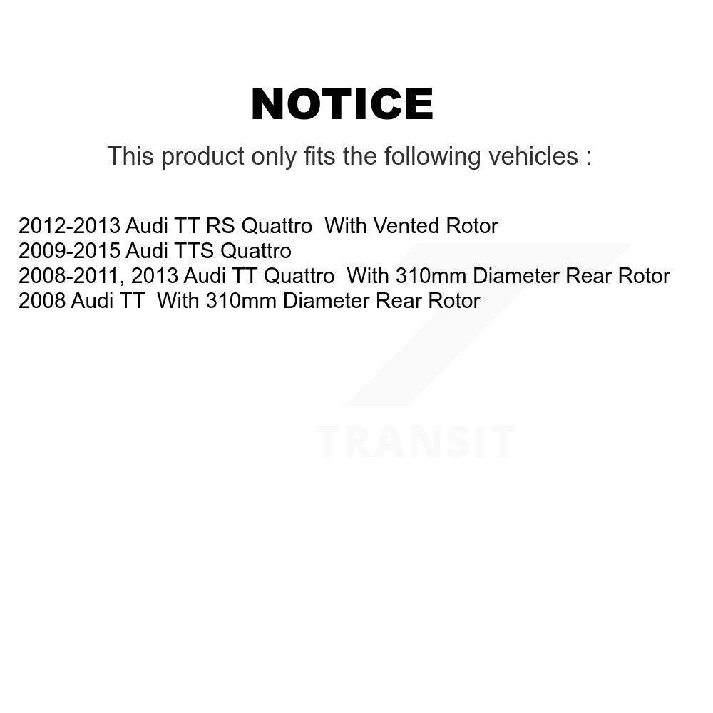 Rear Coated Disc Brake Rotors And Ceramic Pads Kit For Audi TT Quattro RS