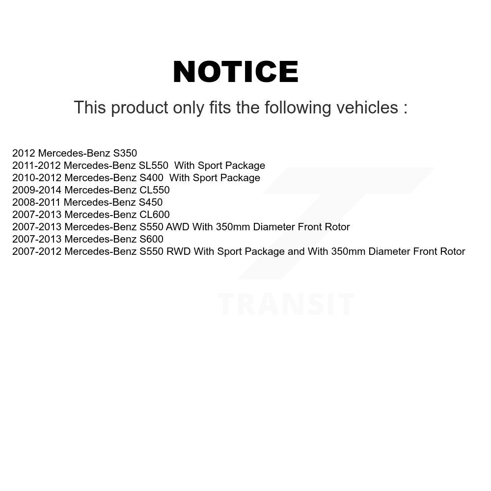 Front Coated Brake Rotor Ceramic Pad Kit For Mercedes-Benz S550 SL550 CL550 S600