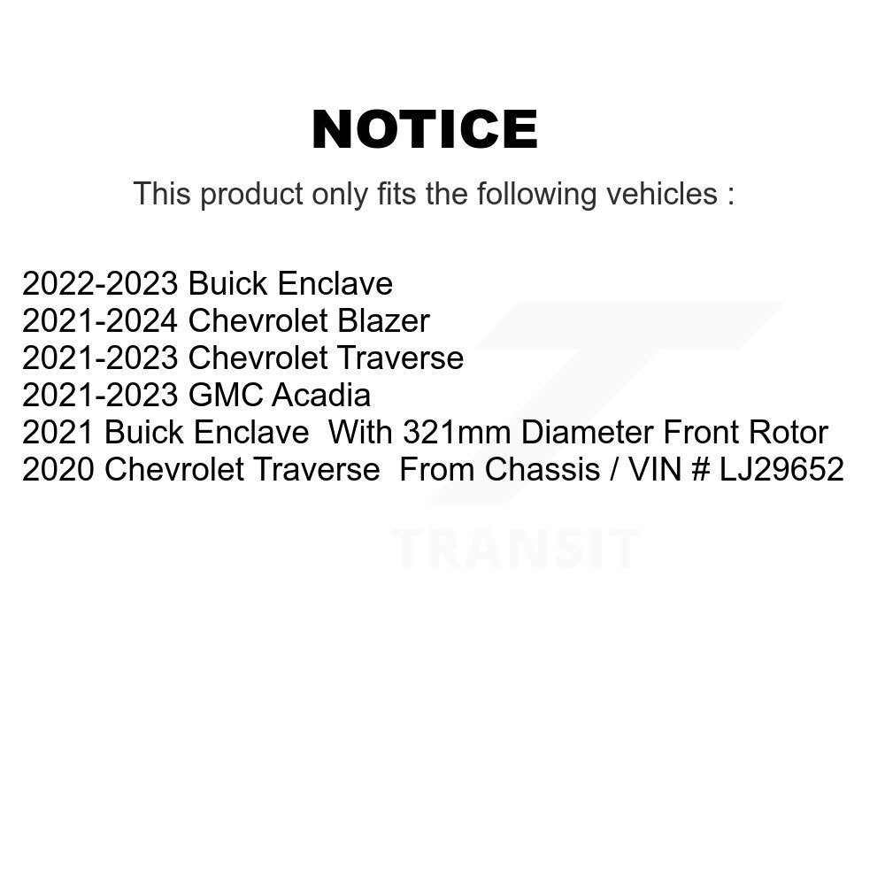 Front Rear Coat Disc Brake Rotor Ceramic Pad Kit For Chevrolet Traverse Blazer GMC Acadia KGT-103386