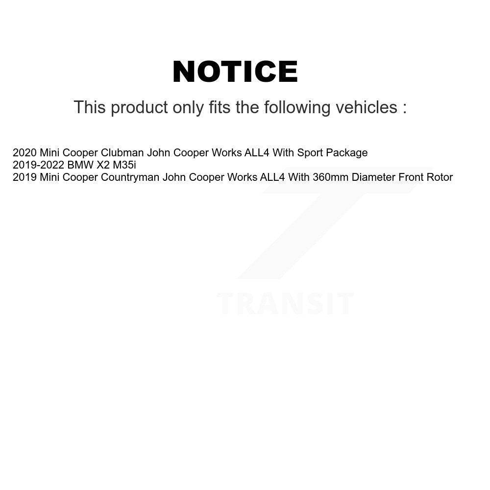 Front Coat Brake Rotor Ceramic Pad Kit For Mini Cooper Countryman BMW X2 228i xDrive Gran KGT-103615