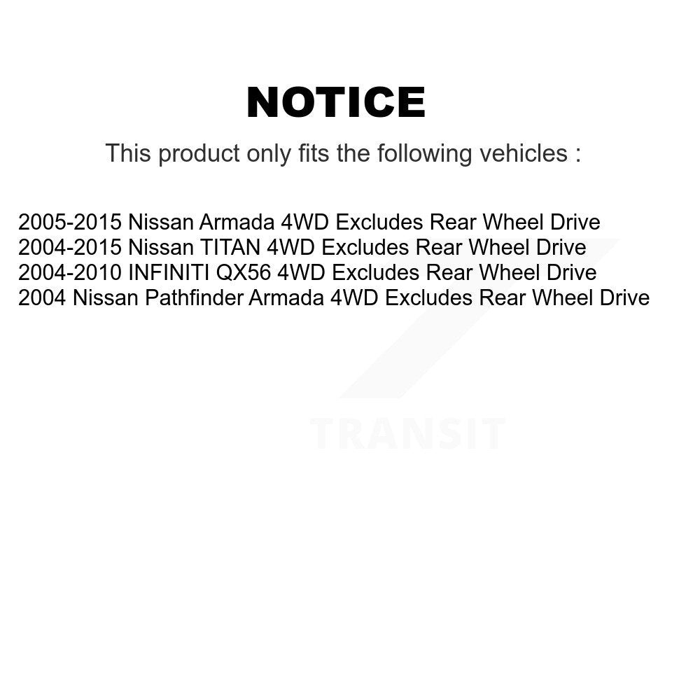 2017-2024 Nissan TITAN  , 2005-2015 Nissan Armada  , 2004-2010 INFINITI QX56  , 2004 Nissan Pathfinder Armada , 2004-2015 Nissan TITAN  Front Suspension Strut Coil Spring Assembly Kit