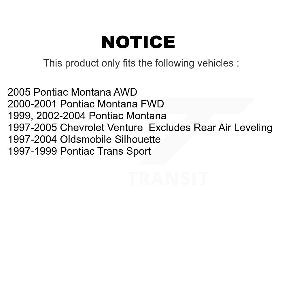 2005 Pontiac Montana , 2000-2001 Pontiac Montana  , 1999-2004 Pontiac Montana  , 1997-2005 Chevrolet Venture  , 1997-2004 Oldsmobile Silhouette  , 1997-1999 Pontiac Trans Sport  Front Suspension Strut Coil Spring Assembly Kit