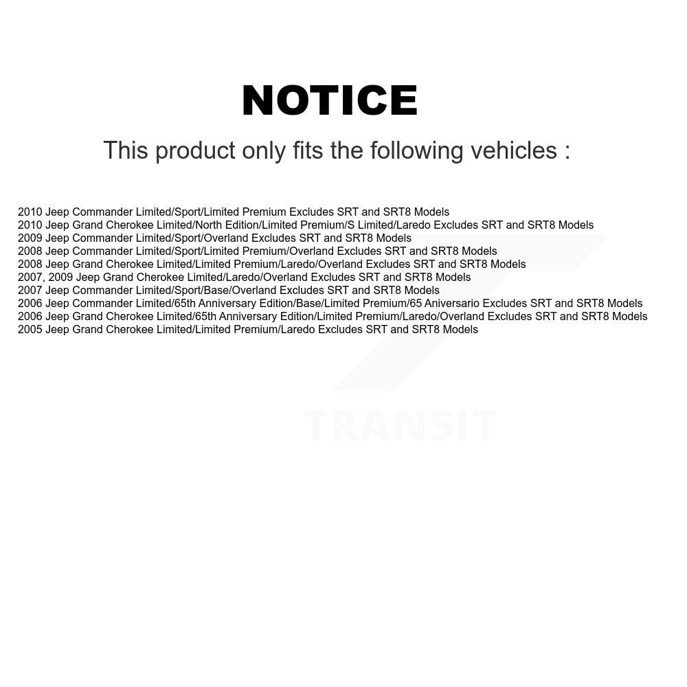 Front Left Shock Assembly And TOR Link Kit For Jeep Grand Cherokee Commander