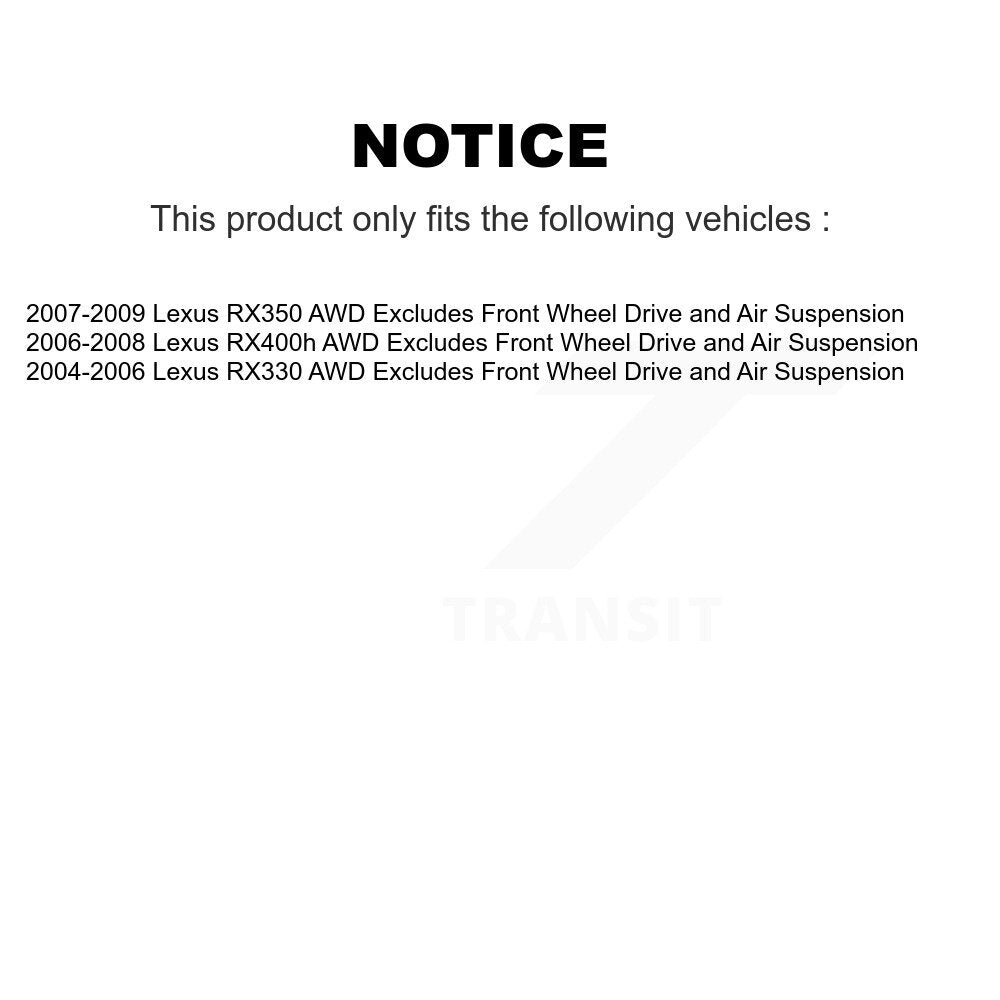 2007-2009 Lexus RX350  , 2006-2008 Lexus RX400h  , 2004-2006 Lexus RX330  Front Left Suspension Strut Coil Spring Assembly Kit