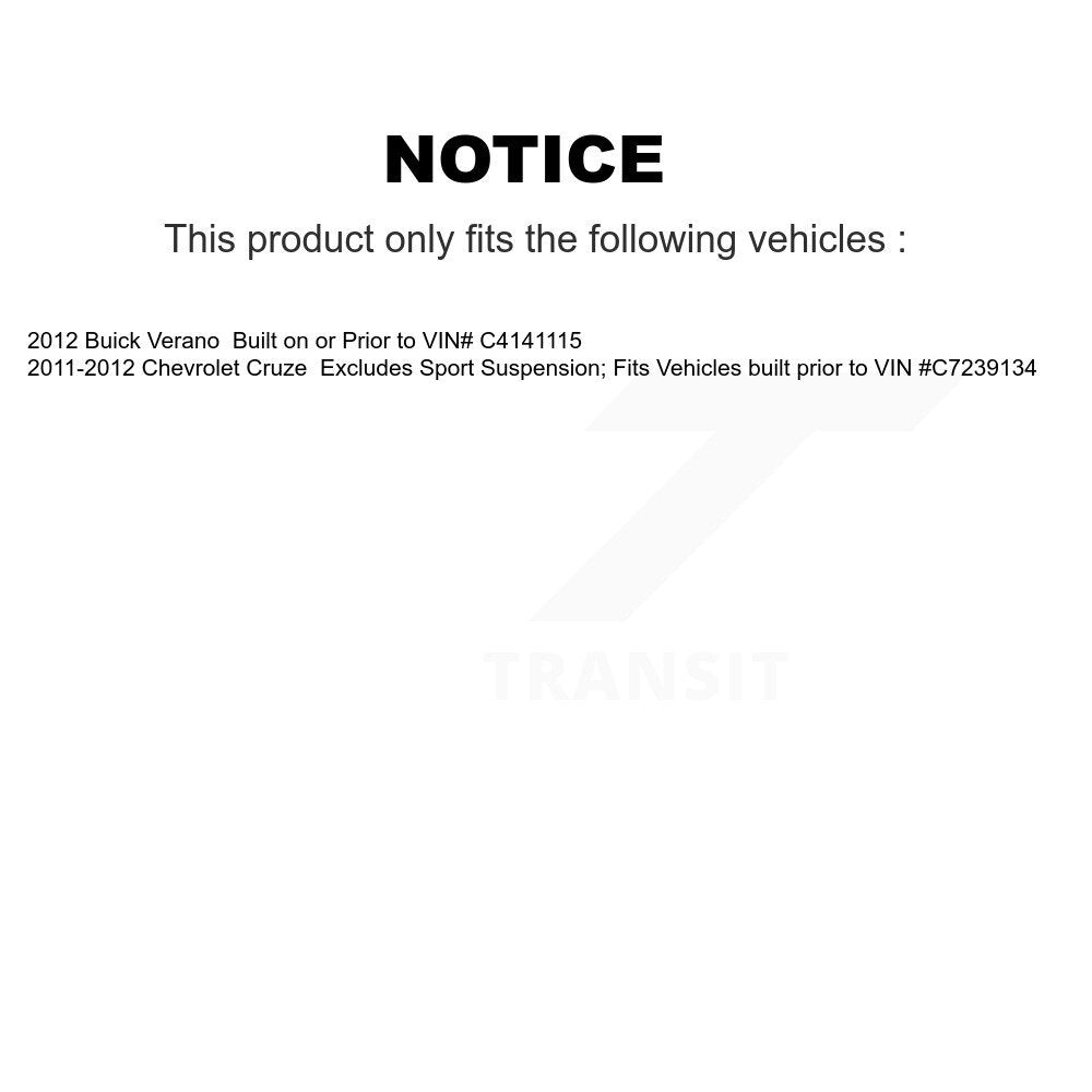 2012 Buick Verano , 2011-2012 Chevrolet Cruze  Front Right Suspension Strut Coil Spring Assembly Kit