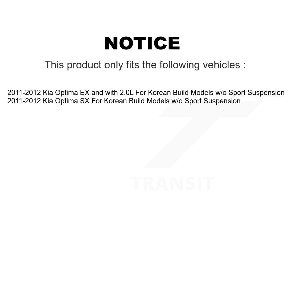 2011-2012 Kia Optima  , 2011-2012 Kia Optima  Front Left Suspension Strut Coil Spring Assembly Kit