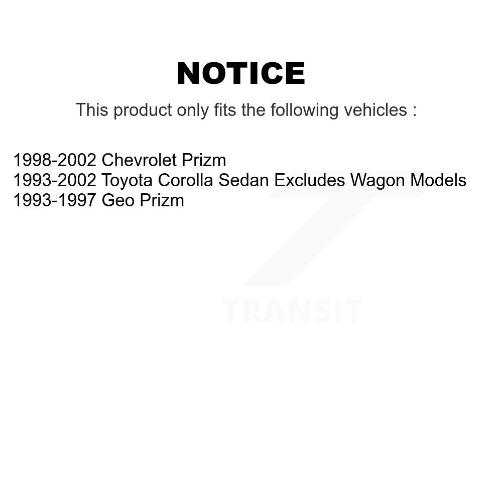 1998-2002 Chevrolet Prizm  , 1993-1997 Geo Prizm  , 1993-2002 Toyota Corolla  Rear Left Suspension Strut Coil Spring Assembly Kit