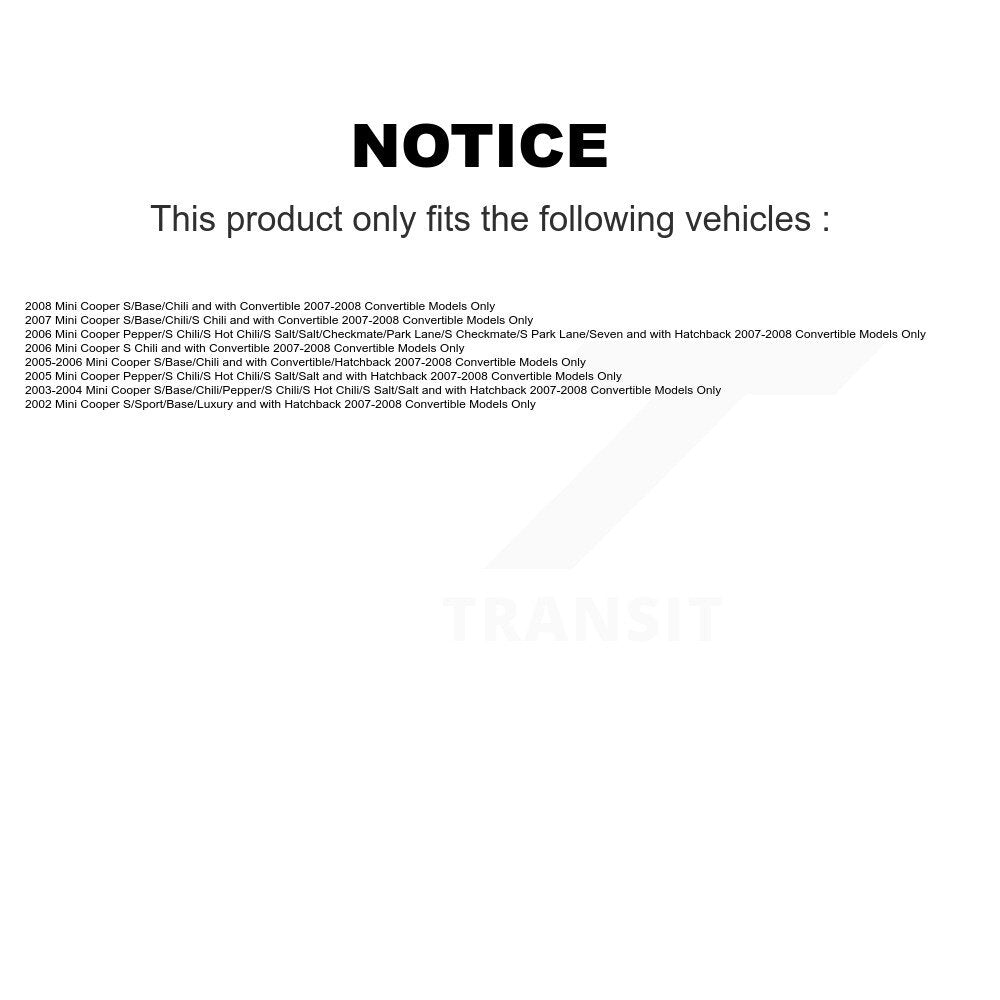 2008 Mini Cooper , 2007 Mini Cooper , 2006 Mini Cooper , 2006 Mini Cooper , 2005 Mini Cooper , 2005-2006 Mini Cooper  , 2003-2004 Mini Cooper  , 2002 Mini Cooper Rear Left Suspension Strut Coil Spring Assembly Kit