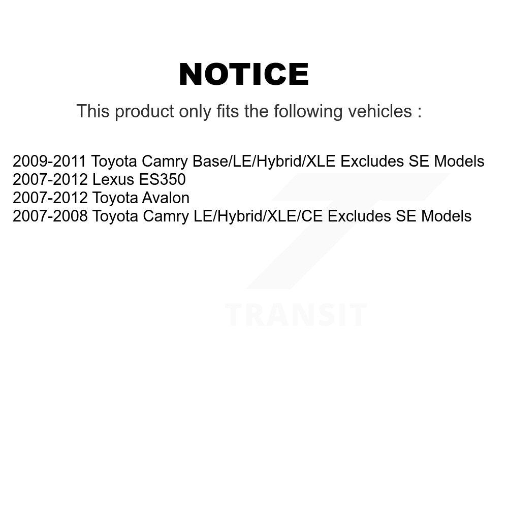 2009-2011 Toyota Camry  , 2007-2012 Lexus ES350  , 2007-2012 Toyota Avalon  , 2007-2008 Toyota Camry  , 2006 Toyota Avalon Rear Left Suspension Strut Coil Spring Assembly Kit
