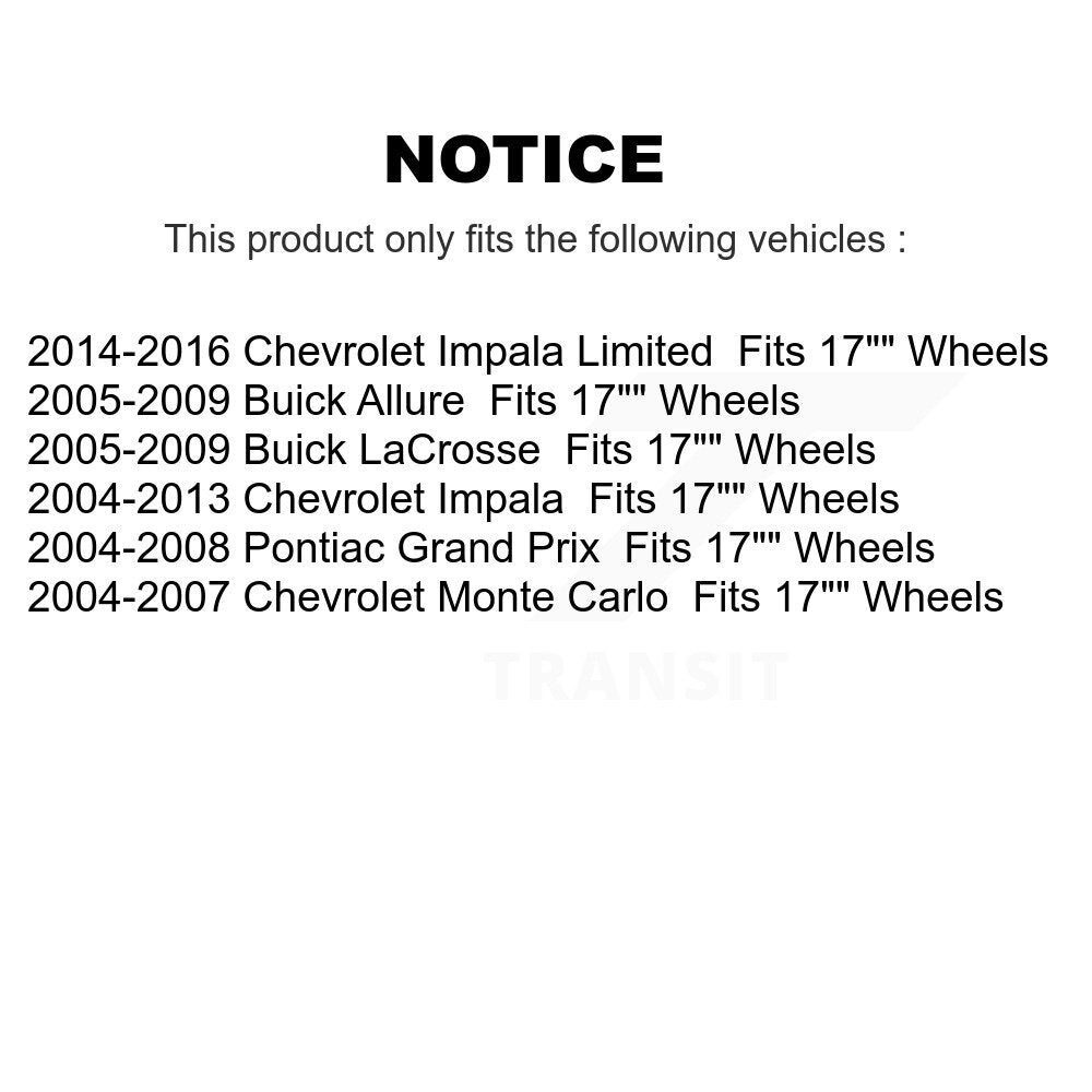 2014-2016 Chevrolet Impala Limited  , 2005-2009 Buick Allure  , 2005-2009 Buick LaCrosse  , 2004-2013 Chevrolet Impala  , 2004-2007 Chevrolet Monte Carlo  , 2004-2008 Pontiac Grand Prix  Rear Left Suspension Strut Coil Spring Assembly Kit